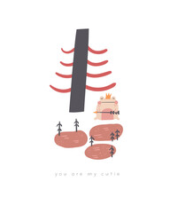 Fairy tale baby shower postcard.