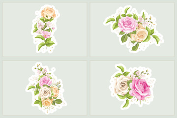Fototapeta na wymiar watercolor roses floral bouquet sticker illustration