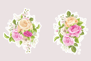 watercolor roses floral bouquet sticker illustration