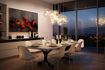 Modern setting in the dining area of the apartment.