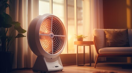 Modern air purifier in the room. Fresh air and healthy life.