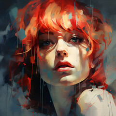 portrait of a lady with a red hair suitable for novel cover - generative AI