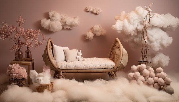Backdrop for newborn photo studio, room background for children photography