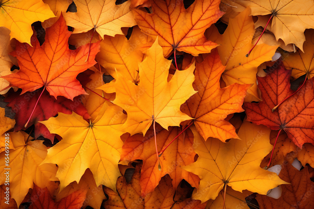 Sticker Background of orange and yellow maple leaves