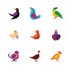 bird minimal logo set icon vector template