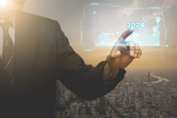 2024,Investor goals Business people and technology, numbers for 2024
