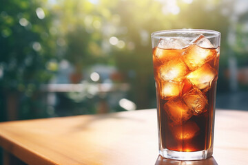 Refreshing Brown Soda with Ice on a background