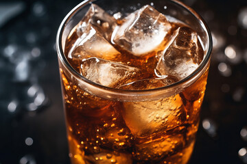 Refreshing Brown Soda with Ice on a background