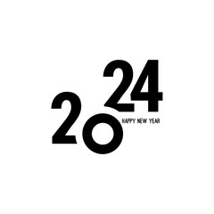 Happy new year 2024 template text logo design. Vector celebration typography poster, banner, web site or greeting card. Christmas decoration 2024 on beige background.