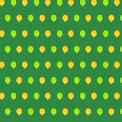 A seamless pattern with balloons on green background, vector illustration, eps