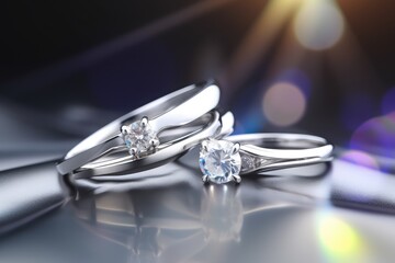 elegant and realistic wedding ring photography for couple generative ai - obrazy, fototapety, plakaty
