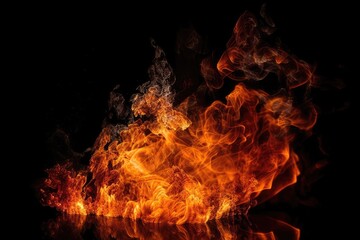 glowing and warm fire explode texture with smoke effect generative ai