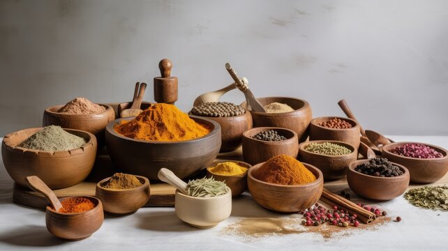 natural hot and dry spices powder photography for indian flavor