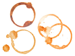 coffee cup stains on paper isolated