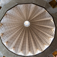 The inside of the dome of the Basilica of the Annunciation, Church of the Annunciation in Nazareth,...
