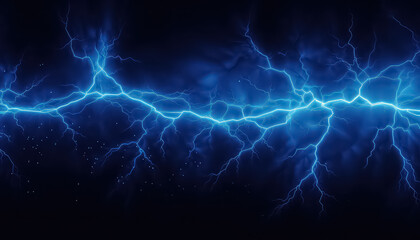 lightning strike on a black background, in the style of azure, electric fantasy - obrazy, fototapety, plakaty