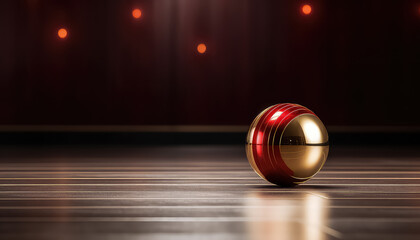 ball sits in a dark floor, in the style of dark white and gold