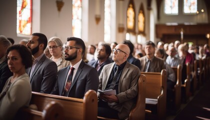 Photo of people sitting in a church