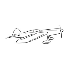 plane drawing on white background, airplane model sports, vector sketch