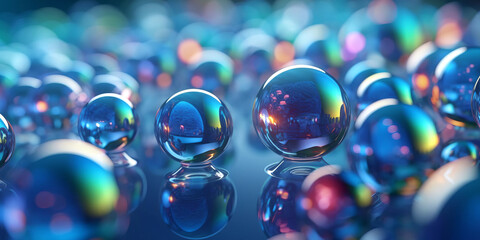 Macro of blue gel balls. Watery polymer hydrogel background. Crystal liquid - obrazy, fototapety, plakaty