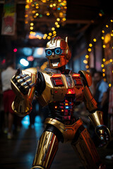 Photo of a obot standing in front of a DJ set