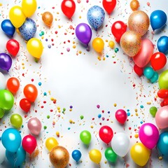 Colorful balloons with a beautiful happy birthday background.