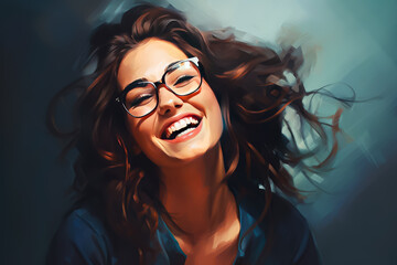 Portrait of a beautiful young woman in glasses