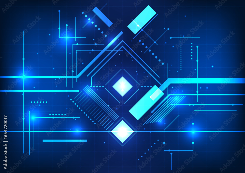 Poster abstract technology background overlapping geometric shapes and lines elements add interest. emphasi