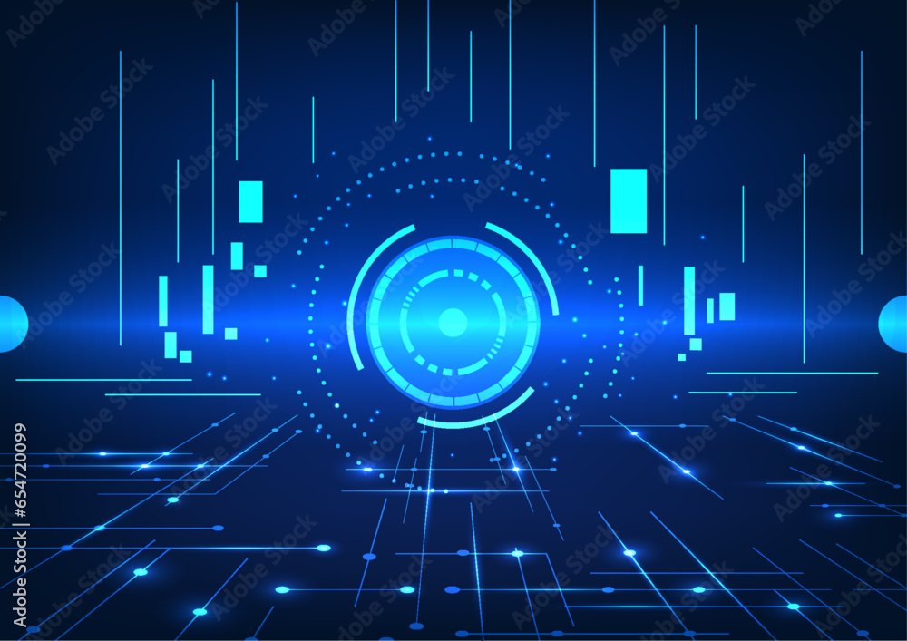 Poster abstract technology background the technology circle is aligned with the connected circuit. it refer