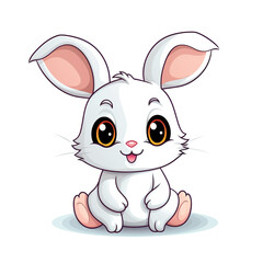 Obraz na płótnie Canvas Cartoon illustration of a cute rabbit isolated on white background. Rabbits look cheerful and have wide ears.