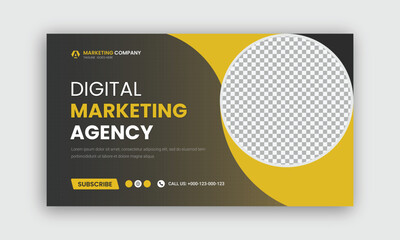 Corporate business and digital marketing youtube thumbnail or web banner template