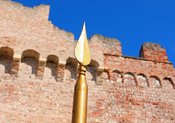Ancient city walls and tip of the spear