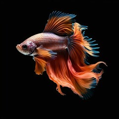 Fototapeta premium Beautiful Siamese Fighting Fish. Close Up of Betta Fish Isolated on Black Background