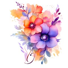 Beautiful watercolor floral on white background