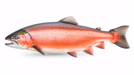 trout on white background, red fish isolated on white background