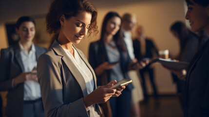 group of people using mobile phones, and tablets, Businesswomen using tablets