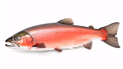 red trout on a white background - fresh fish on white background - obrazy, fototapety, plakaty
