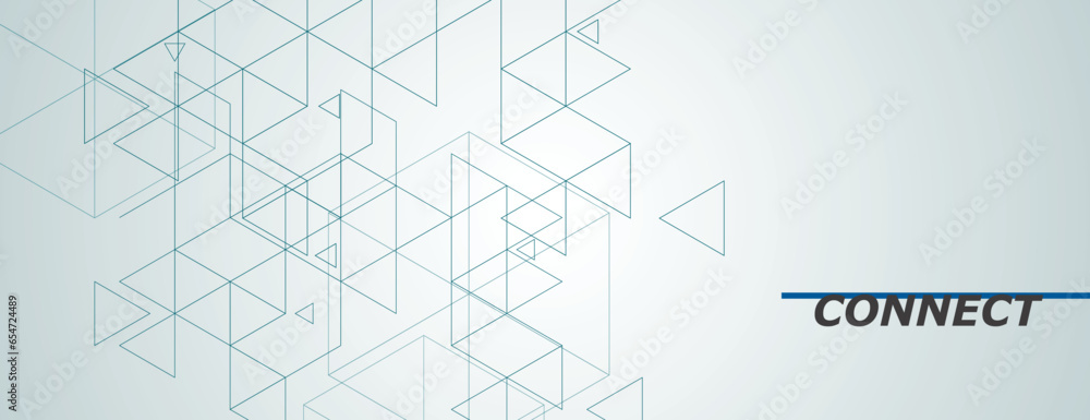 Poster Futuristic tile network and mosaic geometric construction. Honeycomb pattern on white background. Vector connet polygonal shapes