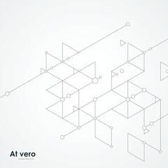 Abstract background with connect triangles and dots. Vector design