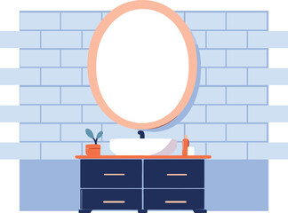 Hand Drawn Sinks and mirrors in the bathroom in flat style