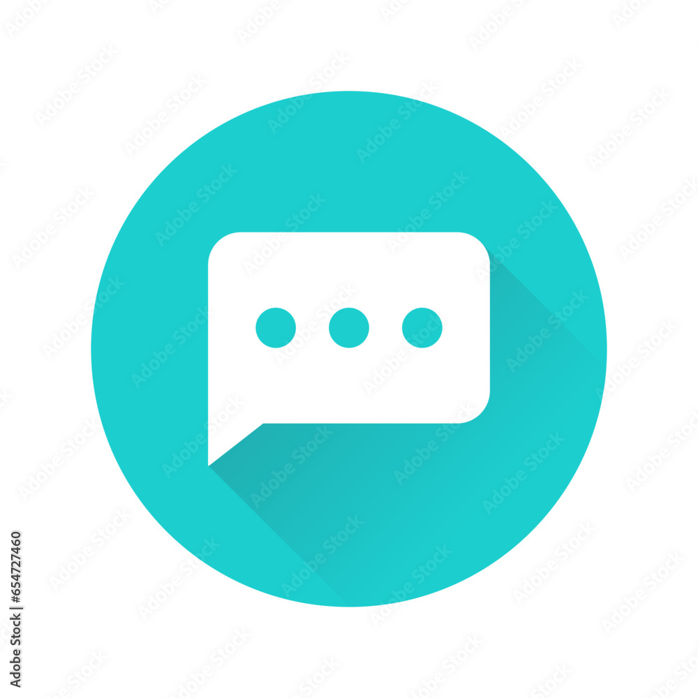 Poster message text bubble blue circular shadow icon