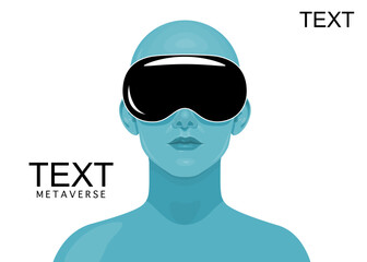 Human face in augmented or virtual reality glasses. Metaverse digital virtual reality technology, Vector illustration 