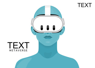 Human face in augmented or virtual reality glasses. Metaverse digital virtual reality technology, Vector illustration 