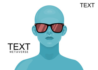 Human face in augmented or virtual reality glasses. Metaverse digital virtual reality technology, Vector illustration 