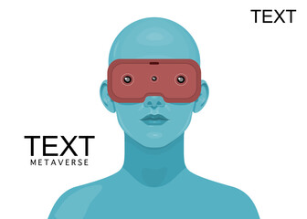 Human face in augmented or virtual reality glasses. Metaverse digital virtual reality technology, Vector illustration 