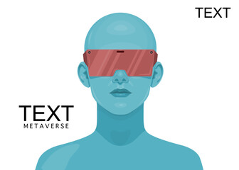 Human face in augmented or virtual reality glasses. Metaverse digital virtual reality technology, Vector illustration 