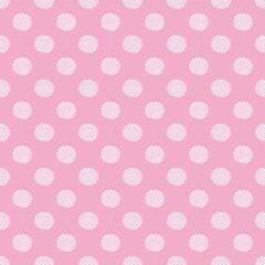 White polka dots on pastel pink background