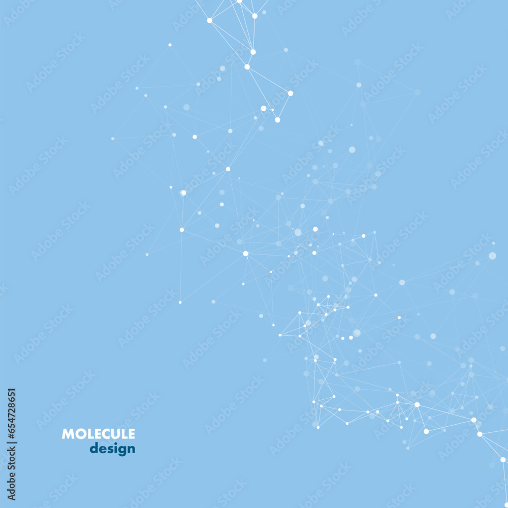 Aufkleber Abstract polygonal with connecting dots and lines. Network science background. Biology polygonal modern mesh