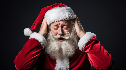 Emotional Santa Claus on isolated background