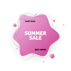 Summer sale banner. Sale offer. Gradient shape badge, discount text. Vector illustration